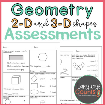 Preview of Assessments- Geometry 2D and 3D Shapes- Topic 14