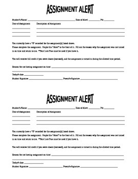 missing assignment alert