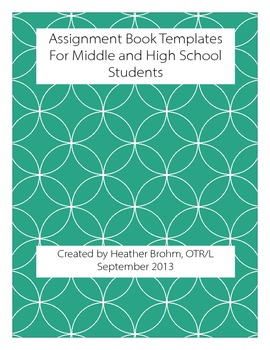 Preview of Assignment Book Templates For Middle and High School Students