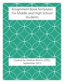 Assignment Book Templates For Middle and High School Students