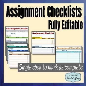 Preview of Assignment Checklists Fully Editable Google Sheets 
