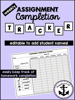 Preview of Assignment Completion Tracker Editable