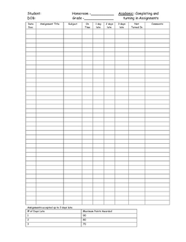 Assignment Data Sheet by Julie McLendon | TPT