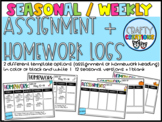 Assignment + Homework Log | Blank & Seasonal | 2 Versions 