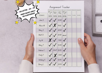 Preview of Assignment Homework Tracker School Course Online Teachers Lesson PDF Printabable