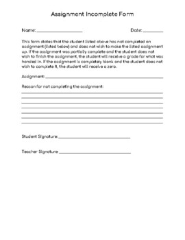 incomplete assignment form