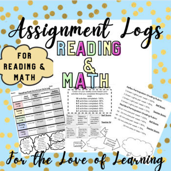 Preview of Assignment Logs Editable (Reading Must Do's & Can Do's and Math Assignments)