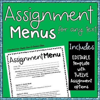 assignment menu template