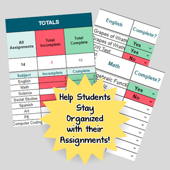 Preview of Assignment Organization Template - For Student Use