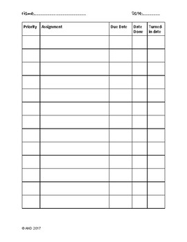 Assignment Organizer - Great for Breaks by Alyssa Dahlke | TpT