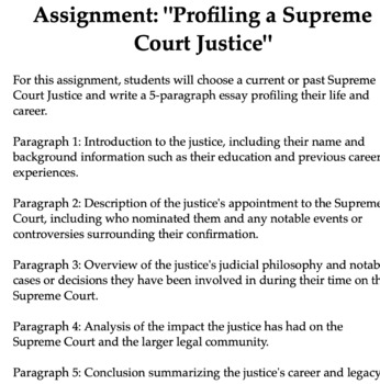 Preview of Assignment: "Profiling a Supreme Court Justice"