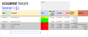 Preview of Assignment Tracker/Homework Planner