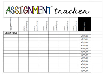 Preview of Assignment Tracker with Average Scores