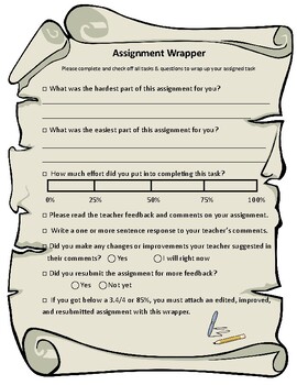 Preview of High School Grade Assignment Wrap - printable / digital reflection exit ticket