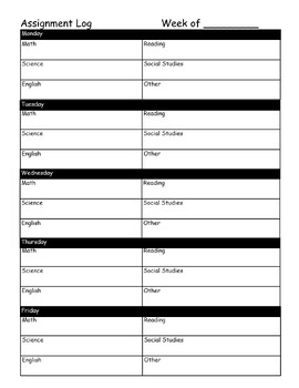 assignment book printable