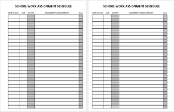 Preview of Assignment record for school work and homework