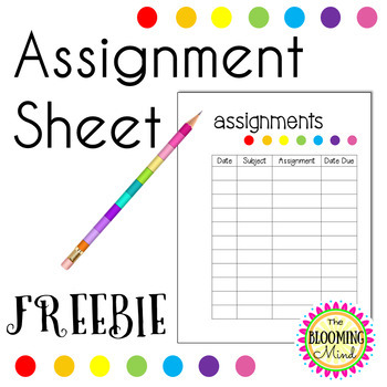 Preview of Free Student Assignment Sheet