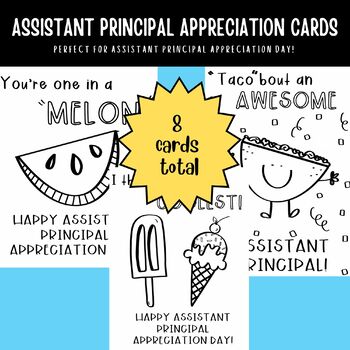 Preview of Assistant Principal Appreciation Day Cards- 8 Different Cards to Use!