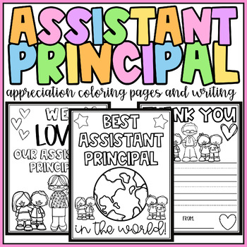 Preview of Assistant Principal Appreciation Week Thank You Coloring Pages and Writing
