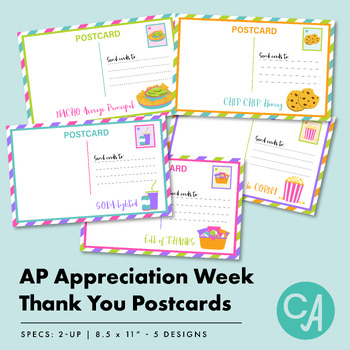 Preview of Assistant Principal Appreciation Week Thank You Postcards