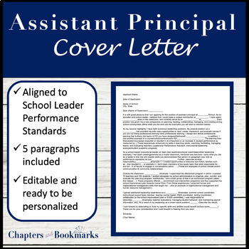 Assistant Principal Cover Letter by Chapters and Bookmarks | TPT