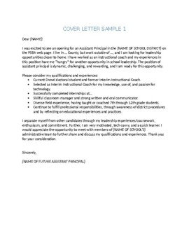assistant principal cover letter template