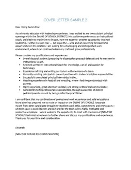 cover letter for assistant principal position with no experience