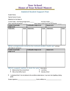 Preview of Assisted Student Support Plan/Failure Reduction Plan