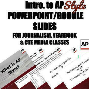Preview of Associated Press AP Style GOOGLE SLIDES Pres. for Journalism, Yearbook, & CTE