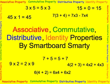 Preview of Associative, Commutative, Distributive, Identity Property - Smartboard