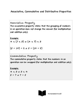 Preview of Associative, Commutative, Distributive Properties
