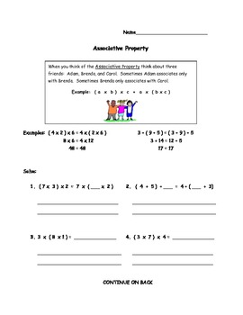 Associative Distributive And Commutative Properties Worksheets