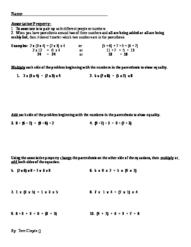 Preview of Associative Properties of Addition and Multiplication