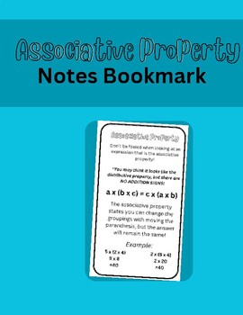 Preview of Associative Property Notes Step by Step/Reminder Bookmark