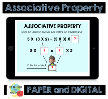 Preview of Associative Property Powerpoint and Worksheets- Grade 3
