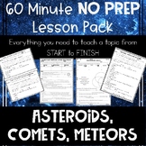 Asteroids Comets and Meteors NO PREP Lesson