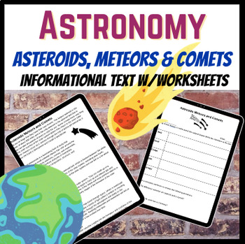 Preview of Asteroids, Meteors & Comets  Astronomy Text W/ Comprehension Middle/High School