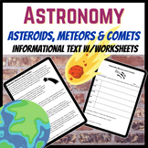 Asteroids, Meteors & Comets  Astronomy Text W/ Comprehensi