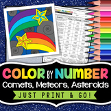 Asteroids, Meteors, Comets - Color by Number Activity