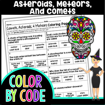 Asteroids Meteors And Comets Color By Number Science Color By Number