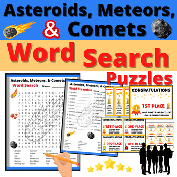 Preview of Asteroids, Meteors, and Comets Word Search Puzzles Activity Resource