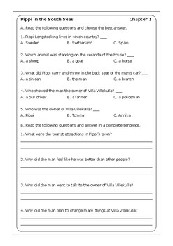Astrid Lindgren "Pippi in the South Seas" worksheets by Peter D | TpT