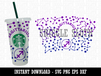 Dottie Digitals - Sagittarius Starbucks Cold Cup SVG PNG DXF