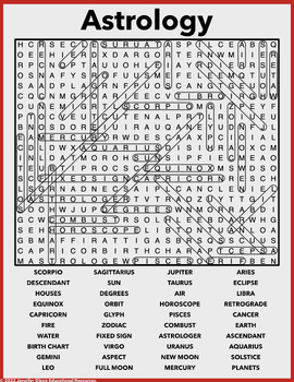 Astrology Word Search by Jennifer Olson Educational Resources | TPT