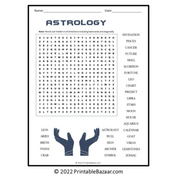 Astrology Word Search Puzzle - No Prep Activity Printable PDF by ...