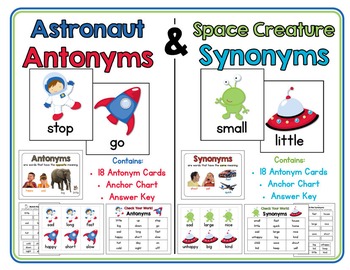 Preview of Astronaut Antonyms & Space Creature Synonyms:  Antonym & Synonym Activities