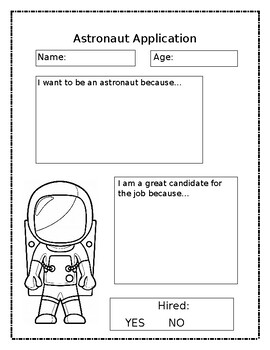 Preview of Astronaut Application Worksheet