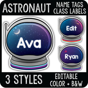 Preview of Astronaut Name Tags, Space Classroom Decor, Cubby and Locker Labels