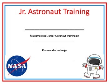 junior for math kindergarten worksheets by Space Certificate Michelle's Training Astronaut