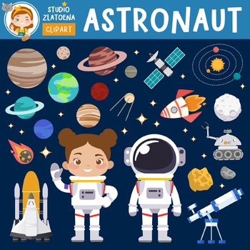 Preview of Astronaut clipart Outer Space graphics Rocket Ship clipart Galaxy Universe Space